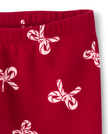 Girls Print Winter Warm Leggings - RED
