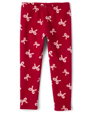 Girls Print Winter Warm Leggings - RED