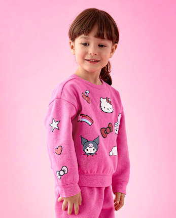 Toddler Girls Hello KittyÂ® And Friends Glitter Premium Fleece Sweatshirt - SUGARCANDY