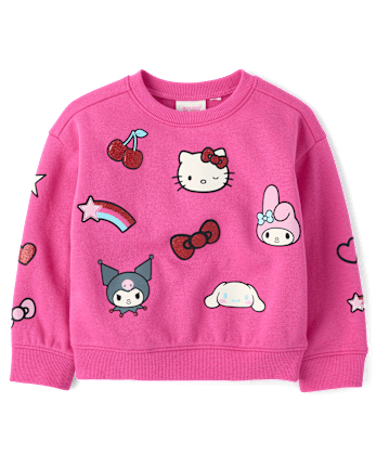 Toddler Girls Hello KittyÂ® And Friends Glitter Premium Fleece Sweatshirt - SUGARCANDY