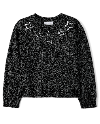 Girls Embellished Icon Sweater - BLACK