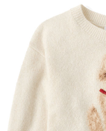 Girls Embellished Icon Sweater - FAIR IVORY
