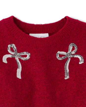 Girls Embellished Icon Sweater - RED OCHRE