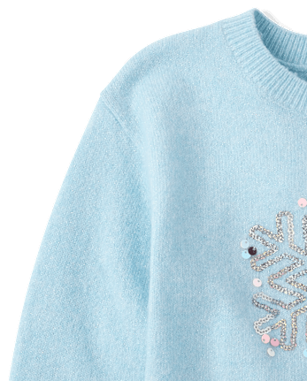 Girls Embellished Icon Sweater - BLUE AIR