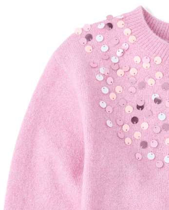 Girls Embellished Icon Sweater - LACE PINK CL
