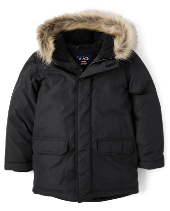 Parka à capuche doublée en microfibre polaire pour garçon - BLACK