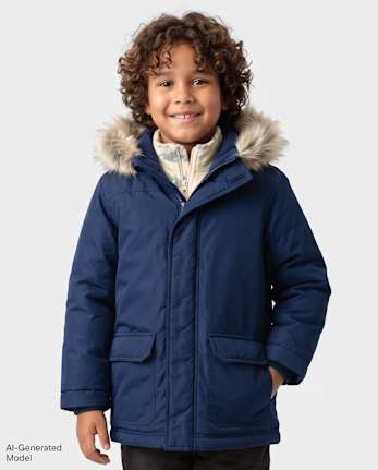 Boys Microfleece Lined Hooded Parka Jacket - TIDAL