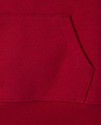 Boys Colorblock Premium Fleece Hoodie - RED OCHRE