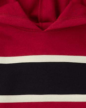 Sweat à capuche en polaire premium colorblock pour garçon - RED OCHRE