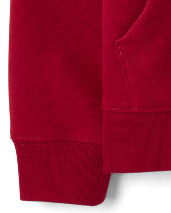 Sweat à capuche en polaire premium colorblock pour garçon - RED OCHRE