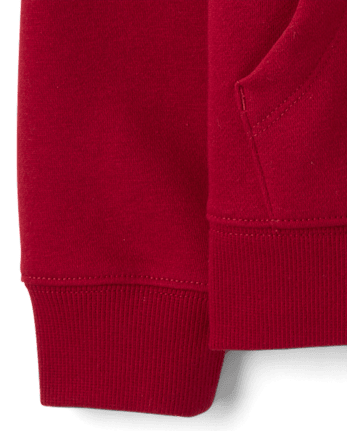 Boys Colorblock Premium Fleece Hoodie - RED OCHRE