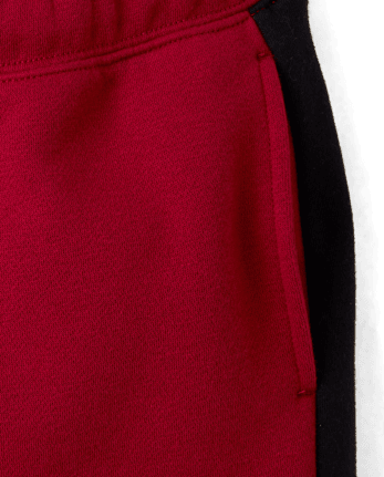 Boys Colorblock Premium Fleece Jogger Pants - RED OCHRE