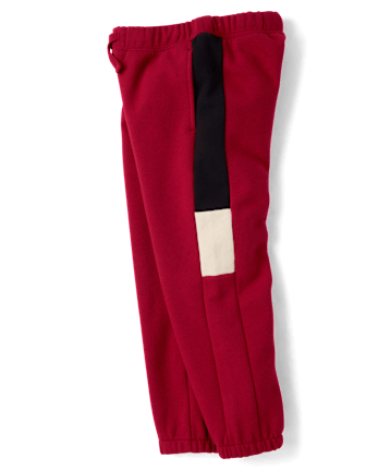 Boys Colorblock Premium Fleece Jogger Pants - RED OCHRE