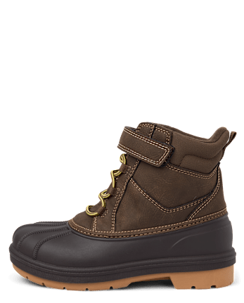 Boys Colorblock Lace Up All Weather Boots - BROWN