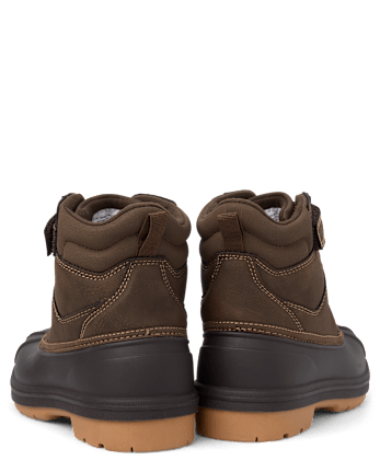 Boys Colorblock Lace Up All Weather Boots - BROWN
