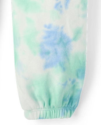 Girls Tie Dye Premium Fleece Baggy Jogger Pants - GLOBE BLUE