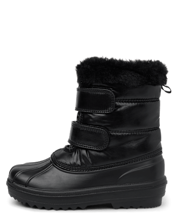 Boys Colorblock Lace Up All Weather Boots - BLACK