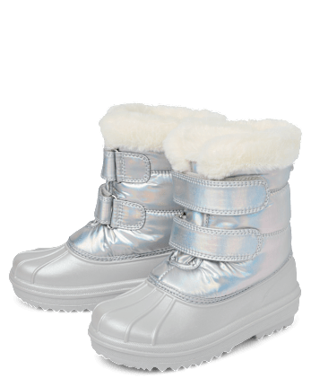 Boys Colorblock Lace Up All Weather Boots - SILVER