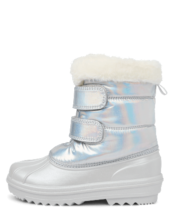 Boys Colorblock Lace Up All Weather Boots - SILVER