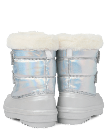 Boys Colorblock Lace Up All Weather Boots - SILVER