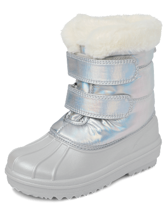 Boys Colorblock Lace Up All Weather Boots - SILVER