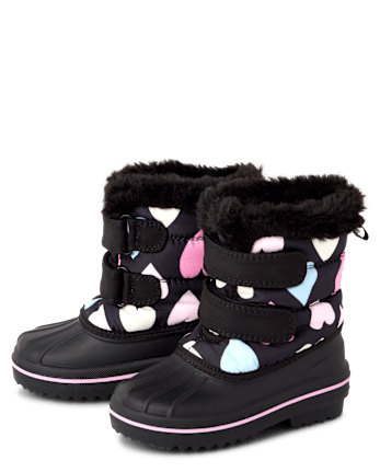 Toddler Girls Faux Fur Lined All Weather Boots - BLACK