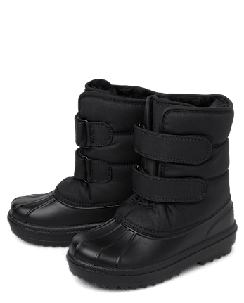 Boys Faux Fur Lined All Weather Boots - BLACK
