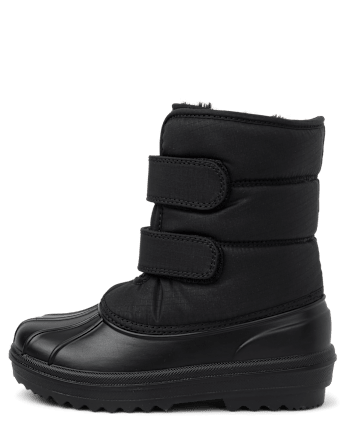 Boys Faux Fur Lined All Weather Boots - BLACK