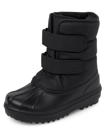 Boys Faux Fur Lined All Weather Boots - BLACK