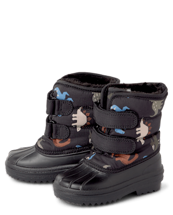 Toddler Boys Faux Fur Lined All Weather Boots - BLACK