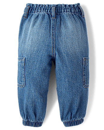 Toddler Girls Paperbag Waist Cargo Jogger Jeans - MINA WASH