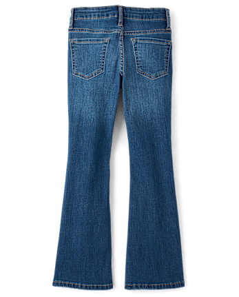 Girls Rhinestone Flare Jeans - GROVE WASH