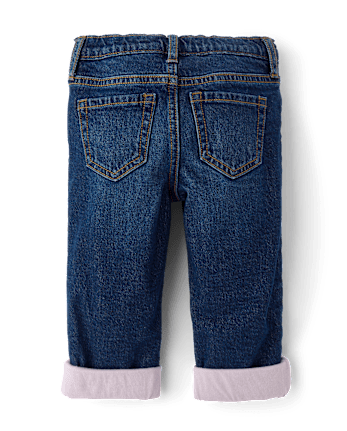 Toddler Girls Lined Straight Jeans - THEA WASH