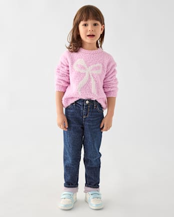 Toddler Girls Lined Straight Jeans - THEA WASH