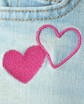 Toddler Girls Embroidered Heart Flare Jeans - LANEY WASH