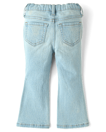 Toddler Girls Embroidered Heart Flare Jeans - LANEY WASH