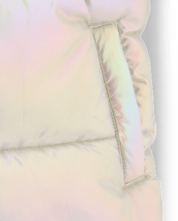 Girls Iridescent Microfleece Lined Hooded Puffer Jacket - IRIDESCENT