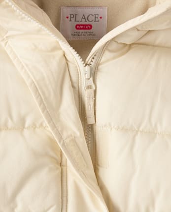 Girls Microfleece Lined Hooded Long Puffer Jacket - CLOUD BANK