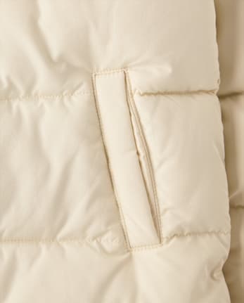 Girls Microfleece Lined Hooded Long Puffer Jacket - CLOUD BANK