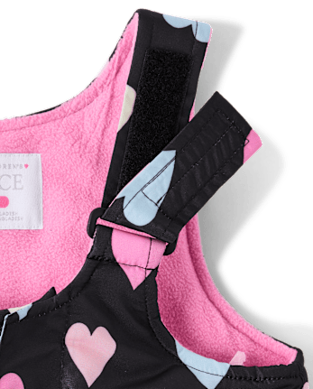 Toddler Girls Heart Snow Bib - BLACK