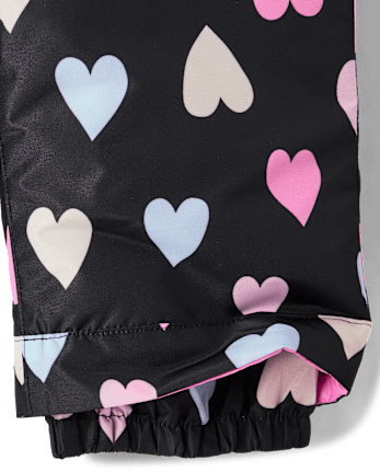 Toddler Girls Heart Snow Bib - BLACK