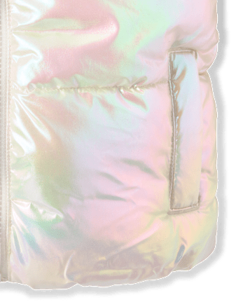 Toddler Girls Iridescent Microfleece Lined Hooded Puffer Jacket - IRIDESCENT