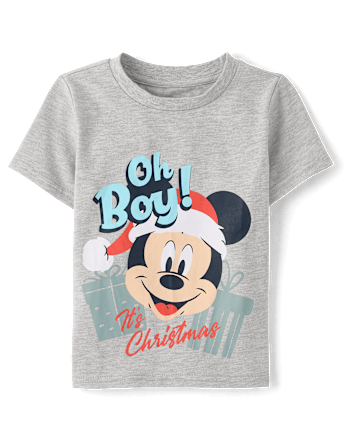Baby And Toddler Boys Mickey Mouse™ Christmas Graphic Tee - S/D GRAY OWL