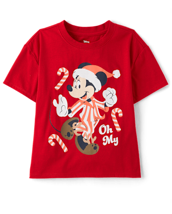 Baby And Toddler Girls Minnie Mouse™ Candy Cane Graphic Tee - GALA RED CL