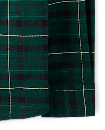 Boys Dad And Me Plaid Oxford Button Up Shirt - BALT GREEN