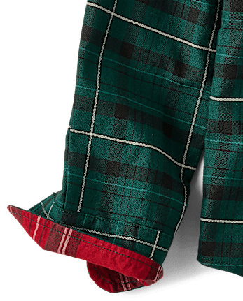 Boys Dad And Me Plaid Oxford Button Up Shirt - BALT GREEN