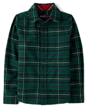 Boys Dad And Me Plaid Oxford Button Up Shirt - BALT GREEN