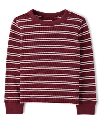 Baby And Toddler Boys Striped Thermal Top - REDWOOD