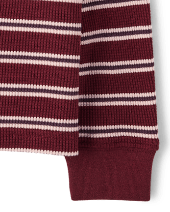 Baby And Toddler Boys Striped Thermal Top - REDWOOD