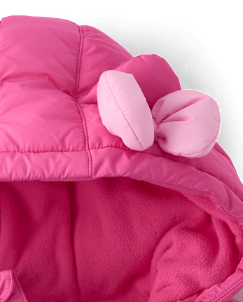 Girls Hello KittyÂ® Applique Microfleece Lined Hooded Puffer Jacket - SUGARCANDY